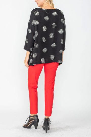 Black Geo Drop Shoulder Boxy Top